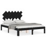 Double bed frame with black solid wood headboard by vidaXL, Beds and slatted bases - Ref: Foro24-3193705, Price: 148,75 €, Di...