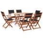 Set de comedor para jardín 7 pzas madera maciza eucalipto negro de vidaXL, Conjuntos de jardín - Ref: Foro24-278910, Precio: ...