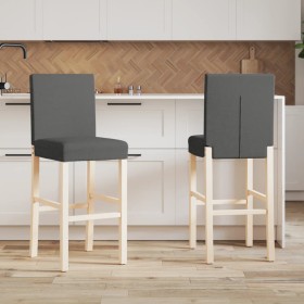 High stools 2 units solid rubber wood and fabric by vidaXL, Kitchen stools - Ref: Foro24-4006190, Price: 104,02 €, Discount: %