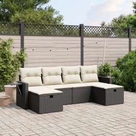 Set aus 6-teiligen Gartensofas und Kissen Kunstrattan schwarz von vidaXL, Gartensets - Ref: Foro24-3263852, Preis: 369,76 €, ...