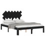 Double bed frame with black solid wood headboard by vidaXL, Beds and slatted bases - Ref: Foro24-3193705, Price: 148,75 €, Di...