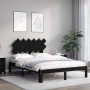 Double bed frame with black solid wood headboard by vidaXL, Beds and slatted bases - Ref: Foro24-3193705, Price: 148,75 €, Di...