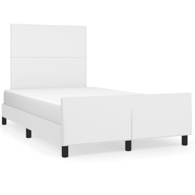 Estructura cama con cabecero cuero sintético blanco 120x190 cm de vidaXL, Camas y somieres - Ref: Foro24-3270549, Precio: 170...