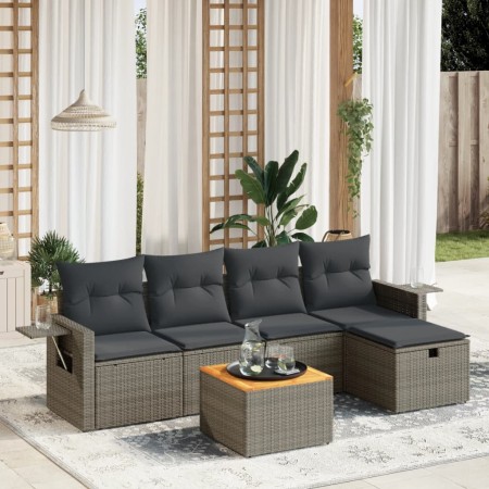 Set de muebles de jardín 6 pzas y cojines ratán sintético gris de vidaXL, Conjuntos de jardín - Ref: Foro24-3264945, Precio: ...