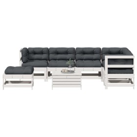 Garden furniture set with 8 pieces, solid white pine wood, with cushions. by vidaXL, Garden sets - Ref: Foro24-3250625, Price...