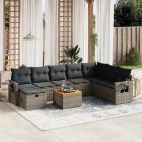 Garden furniture set 9 pieces and gray synthetic rattan cushions by vidaXL, Garden sets - Ref: Foro24-3264987, Price: 615,74 ...