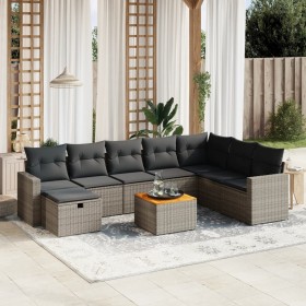 9-teiliges Gartenmöbel-Set und Kissen synthetisches Rattangrau von vidaXL, Gartensets - Ref: Foro24-3264875, Preis: 565,99 €,...