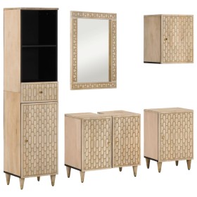 Set of 5-piece solid mango wood bathroom furniture. by vidaXL, Bathroom furniture - Ref: Foro24-3206320, Price: 488,10 €, Dis...