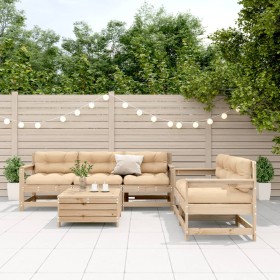 Set mit 6 Gartenmöbeln und Kissen aus massivem Kiefernholz von vidaXL, Gartensets - Ref: Foro24-3250824, Preis: 541,46 €, Rab...