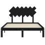 Double bed frame with black solid wood headboard by vidaXL, Beds and slatted bases - Ref: Foro24-3193705, Price: 148,75 €, Di...