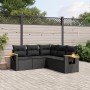 Set de muebles de jardín 5 pzas y cojines ratán sintético negro de vidaXL, Conjuntos de jardín - Ref: Foro24-3226797, Precio:...