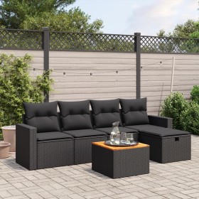 6-piece garden sofa set with black synthetic rattan cushions by vidaXL, Garden sets - Ref: Foro24-3264828, Price: 317,52 €, D...