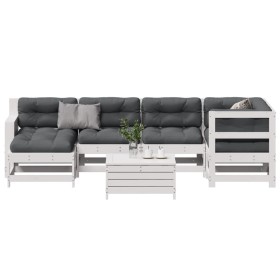 Garden furniture set 7 pieces with solid pine wood and white cushions by vidaXL, Garden sets - Ref: Foro24-3250921, Price: 73...