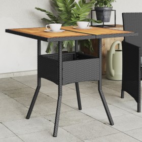 Garden table with black PE rattan wood surface 80x80x75 cm by vidaXL, Garden tables - Ref: Foro24-365519, Price: 91,69 €, Dis...