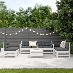 Garden furniture set 6 pieces with solid pine wood cushions in white. by vidaXL, Garden sets - Ref: Foro24-3250741, Price: 57...