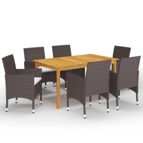 Juego de comedor para jardín 7 piezas con cojines marrón de vidaXL, Conjuntos de jardín - Ref: Foro24-3095864, Precio: 502,99...