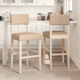 2 high stools made of solid rubber wood and synthetic leather by vidaXL, Kitchen stools - Ref: Foro24-4006199, Price: 130,99 ...