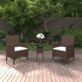 3-piece garden bistro set, PE rattan, tempered glass, brown by vidaXL, Garden sets - Ref: Foro24-3095902, Price: 188,03 €, Di...