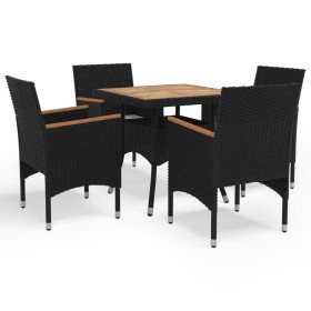 Garden dining set 5 pieces, synthetic rattan, solid black wood by vidaXL, Garden sets - Ref: Foro24-3095923, Price: 346,25 €,...