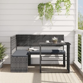 L-shaped garden sofa with table and gray PE rattan cushions by vidaXL, Outdoor sofas - Ref: Foro24-362348, Price: 215,62 €, D...