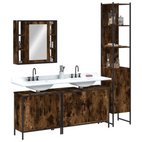 Set de muebles de baño 4 piezas madera contrachapada roble humo de vidaXL, Muebles de baño - Ref: Foro24-3214752, Precio: 260...