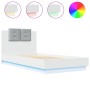 Bed frame with headboard and white LED lights 75x190 cm by vidaXL, Beds and slatted bases - Ref: Foro24-3210066, Price: 162,9...