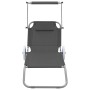 Folding lounger with awning and gray steel wheels by vidaXL, Loungers - Ref: Foro24-44325, Price: 56,92 €, Discount: %