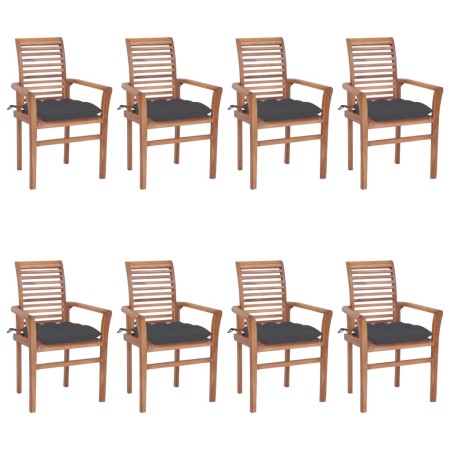 Dining chairs 8 pcs solid teak with anthracite gray cushions by vidaXL, Garden chairs - Ref: Foro24-3072988, Price: 775,91 €,...