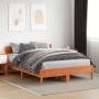 Bed frame with wax brown pine wood headboard 140x200 cm by vidaXL, Beds and slatted bases - Ref: Foro24-842753, Price: 120,54...