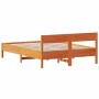 Bed frame with wax brown pine wood headboard 140x200 cm by vidaXL, Beds and slatted bases - Ref: Foro24-842753, Price: 120,54...