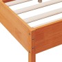 Bed frame with wax brown pine wood headboard 140x200 cm by vidaXL, Beds and slatted bases - Ref: Foro24-842753, Price: 120,54...