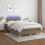 Box spring bed with mattress and LED taupe gray fabric 120x190 cm by vidaXL, Beds and slatted bases - Ref: Foro24-3270099, Pr...