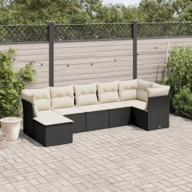 7-teiliges Garten-Essset und schwarze Kissen aus synthetischem Rattan von vidaXL, Gartensets - Ref: Foro24-3249805, Preis: 40...