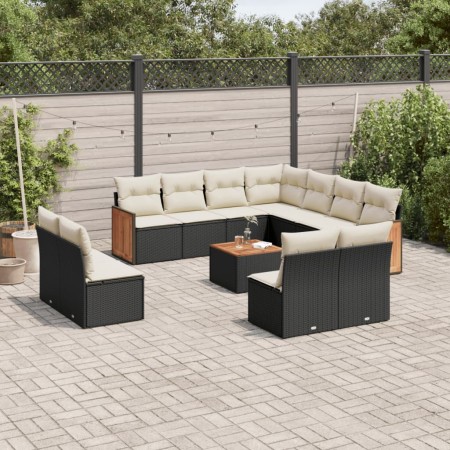 Gartensofa-Set 12-teilig mit schwarzen synthetischen Rattankissen von vidaXL, Gartensets - Ref: Foro24-3227771, Preis: 684,22...