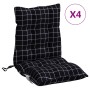 Cojines de silla respaldo bajo 4 uds tela Oxford cuadros negro de vidaXL, Cojines para sillas y sofás - Ref: Foro24-377720, P...