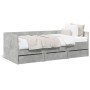 Concrete gray engineered wood lounger with drawers 100x200 cm by vidaXL, Beds and slatted bases - Ref: Foro24-3280814, Price:...