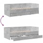 Concrete gray engineered wood lounger with drawers 75x190 cm by vidaXL, Beds and slatted bases - Ref: Foro24-3280835, Price: ...