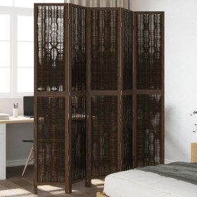 Dark brown paulownia wood 5-panel separator screen by vidaXL, Room dividers - Ref: Foro24-358664, Price: 134,99 €, Discount: %