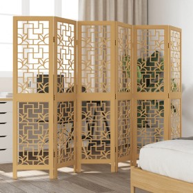 6-panel partition screen solid brown paulownia wood by vidaXL, Room dividers - Ref: Foro24-358873, Price: 112,83 €, Discount: %