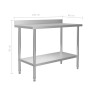 Stainless steel kitchen work table and backsplash 120x60x93 cm by vidaXL, Restoration - Ref: Foro24-51191, Price: 171,82 €, D...