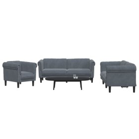 Dreiteilige Sofagarnitur aus dunkelgrauem Samt von vidaXL, Sofas - Ref: Foro24-3209210, Preis: 789,96 €, Rabatt: %