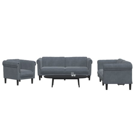 Dark gray velvet 3-piece sofa set by vidaXL, Sofas - Ref: Foro24-3209210, Price: 789,96 €, Discount: %