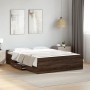 Oak brown engineered wood bed with drawers 120x190 cm by vidaXL, Beds and slatted bases - Ref: Foro24-3280327, Price: 144,99 ...