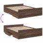 Oak brown engineered wood bed with drawers 120x190 cm by vidaXL, Beds and slatted bases - Ref: Foro24-3280327, Price: 144,99 ...