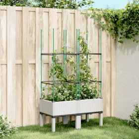 Jardinera con enrejado PP blanco 80x40x142,5 cm de vidaXL, Maceteros y jardineras - Ref: Foro24-367954, Precio: 52,99 €, Desc...