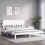 Double bed frame with white solid wood headboard by vidaXL, Beds and slatted bases - Ref: Foro24-3193742, Price: 157,00 €, Di...