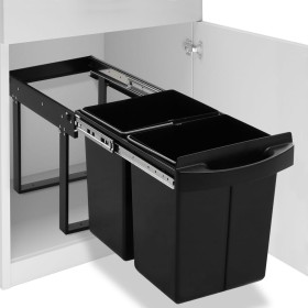 Removable kitchen trash can with soft-close recycling feature 48 L by vidaXL, Garbage cans and trash cans - Ref: Foro24-51181...