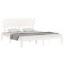 Double bed frame with white solid wood headboard by vidaXL, Beds and slatted bases - Ref: Foro24-3193742, Price: 157,00 €, Di...