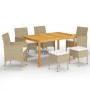 Juego de comedor de jardín de 7 piezas beige de vidaXL, Conjuntos de jardín - Ref: Foro24-3067779, Precio: 470,47 €, Descuent...