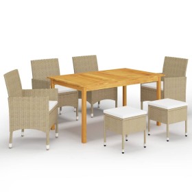 Juego de comedor de jardín de 7 piezas beige de vidaXL, Conjuntos de jardín - Ref: Foro24-3067779, Precio: 476,97 €, Descuent...